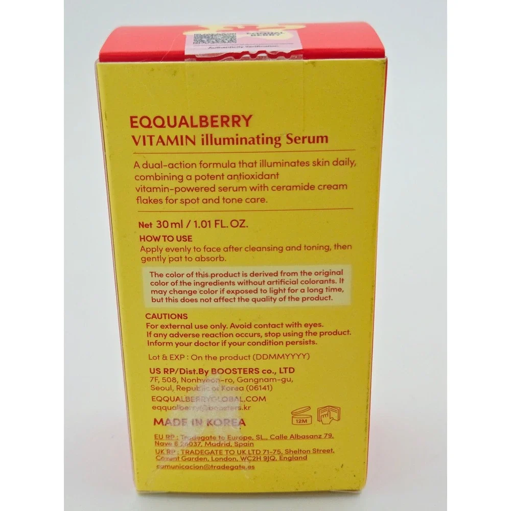 EQQUALBERRY Glow Filter Vitamin Illuminating Serum 30ml Niacinamide K-Beauty